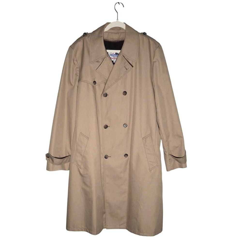 Vintage Whaling Manufacturing Trench Coat 44 XLong Tan Faux Fur 70s Made in USA